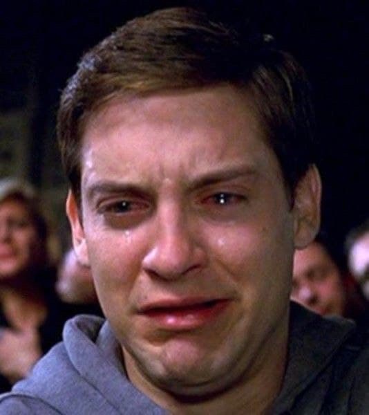 Tobey Maguire crying